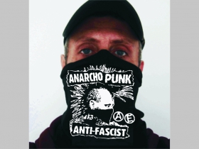Anarchopunk Antifascist čistá čierna  univerzálna elastická multifunkčná šatka vhodná na prekritie úst a nosa aj na turistiku pre chladenie krku v horúcom počasí